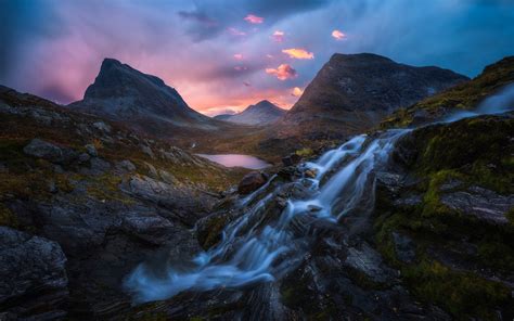 Fonds Décran Norvège Cascade Montagnes Lac 1920x1200 Hd Image