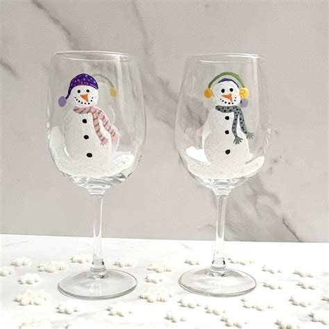 Snowman Wine Glass Etsy