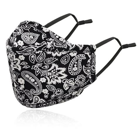 Face Mask Designer Adult Paisley Black And White Cotton 1 In A Pack