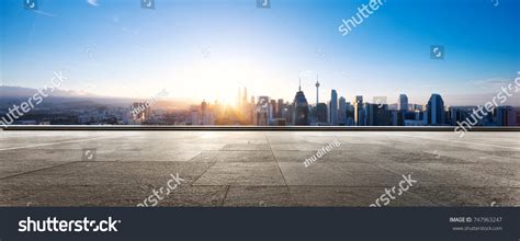 Empty Marble Floor Cityscape Kuala Lumpur Stock Photo 747963247