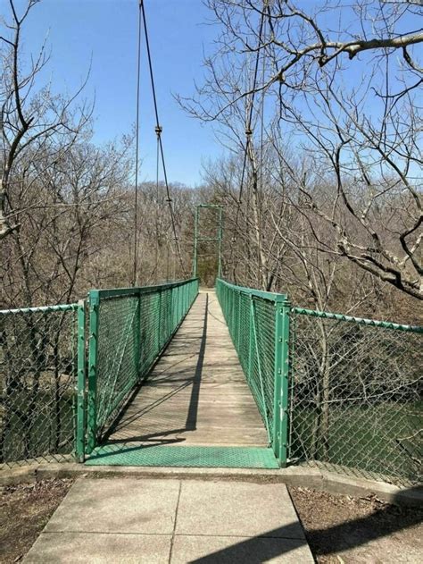 Walk Across The Rock Creek Suspension Bridge In Illinois
