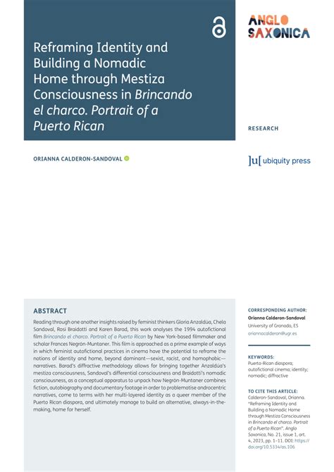 Pdf Reframing Identity And Building A Nomadic Home Through Mestiza