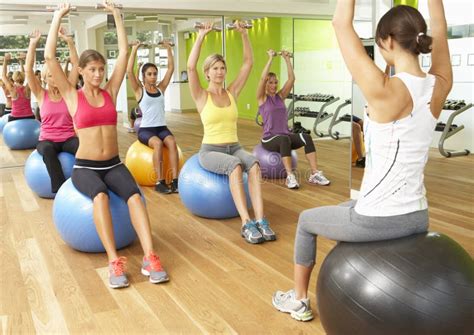 Women Taking Part In Gym Fitness Class Stock Image Image Of Mature Swiss 55895959