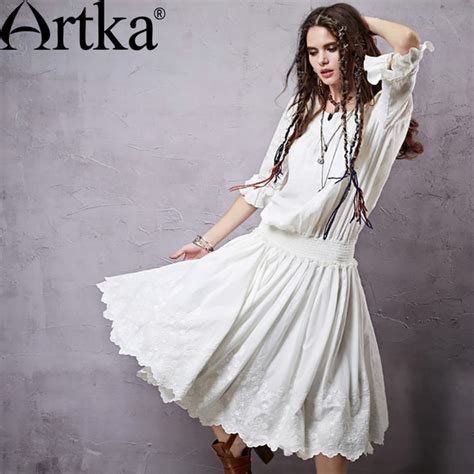 Buy Artka Summer Womens Bohemian Dress Embroidery