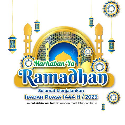 Greeting Card Marhaban Ya Ramadhan 2023 With Mosque And Lantern