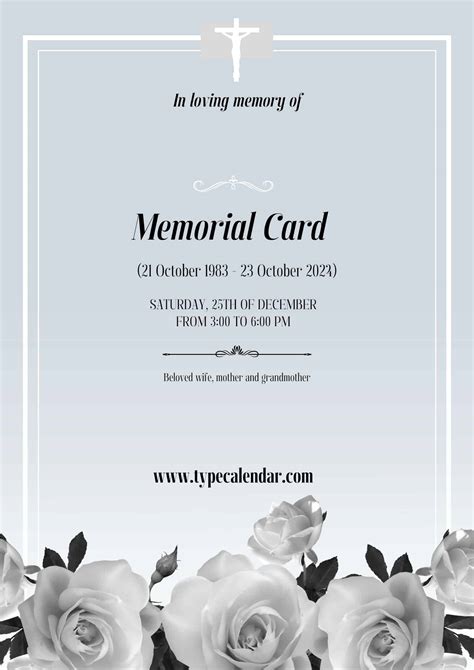 Free Printable Memorial Card Template Remembering Those We Love