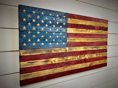 Rustic American Flag Wood Flag American Flag Painted Flag Veteran