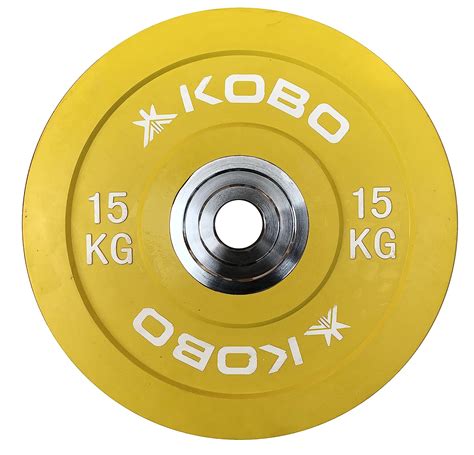 Kobo 15 Kg 51 Mm Bumper Plates Competition Level Olympic Barbell Bar