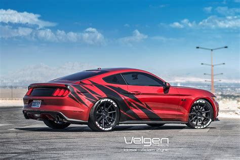 2015 Mustang Ruby Red On Velgen Wheels Vmb9 Satin Black 20x9 And 20x105