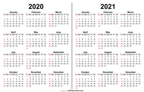 Free Printable Yearly Calendar 2020 2021 And 2022 And