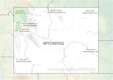 Physical Map Of Wyoming