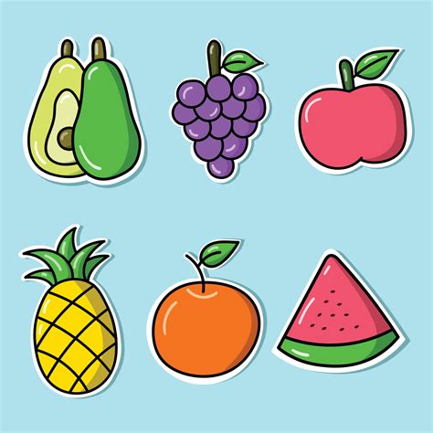 Hand Drawn Of Fruit Sticker Vector Collection 4925594 Vector Art At