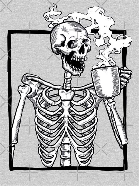 Halloween Skeleton Drinking Coffee Funny T Shirt For Sale By