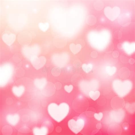 Abstract Romantic Pink Background With Hearts And Bokeh Lights St