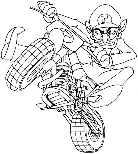 How To Draw Waluigi On A Motor Bike Motorcycle From Wii Mario Kart
