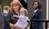 Jessica Chastain cradles her baby daughter as she takes a break from ...