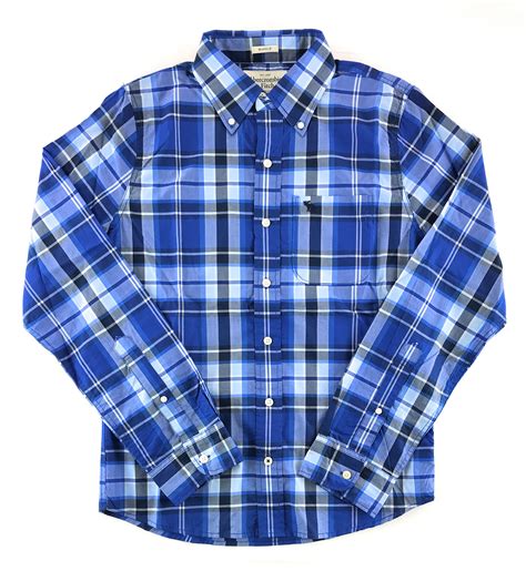 abercrombie and fitch mens long sleeve plaid woven shirt button front cotton ebay