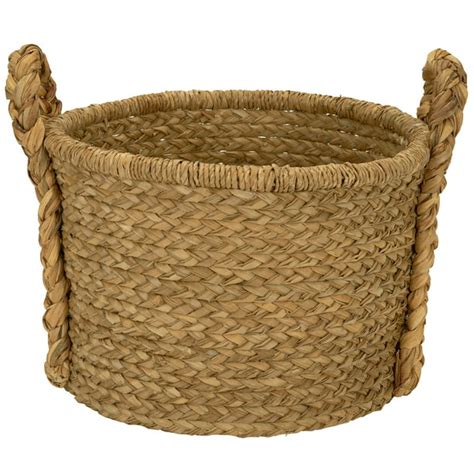Household Essentials Large Wicker Floor Basket With Braided Handle