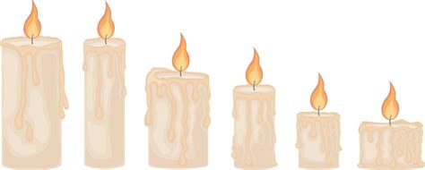 An Illustration Depicting Six Romantic Burning Candles Wax Candles Of