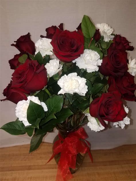 Red Roses And White Carnations In Columbia Pa Flowers By Us