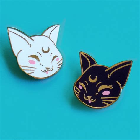 Artemis And Luna Enamel Pin Set Etsy Enamel Pins Cat Enamel Pin Cute Pins