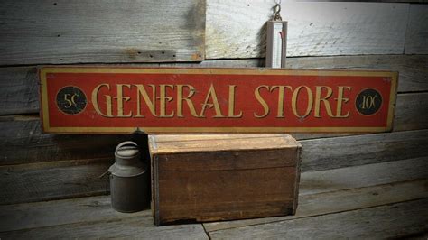 General Store 5 And 10 Sign Primitive Rustic Hand Made Vintage Wooden