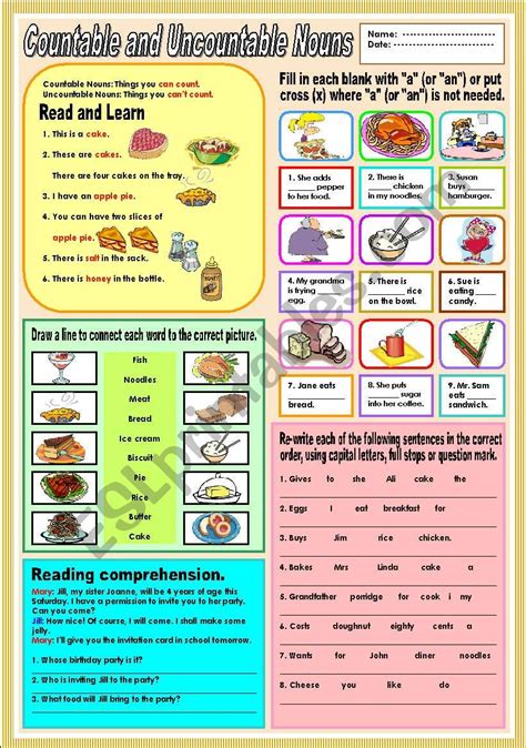 Countable And Uncountable Nouns Liveworksheet