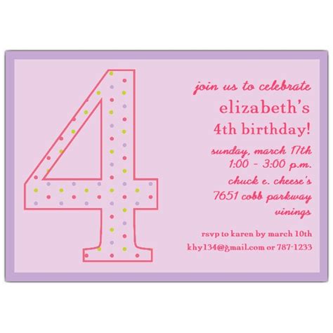Heartfelt happy birthday son quotes. 4th Birthday Girl Dots Invitations | PaperStyle