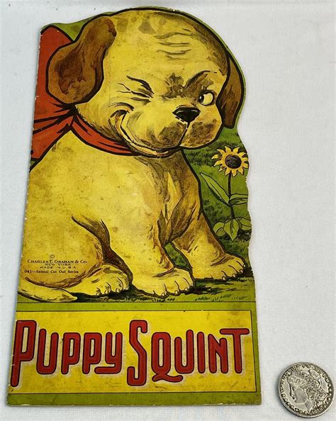 Lot Puppy Squint Childrens Die Cut Book C 1900 Illustrated