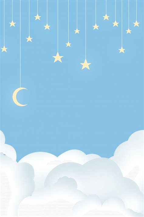 Blue Hand Drawn School Clouds Moon Stars Background Material Star