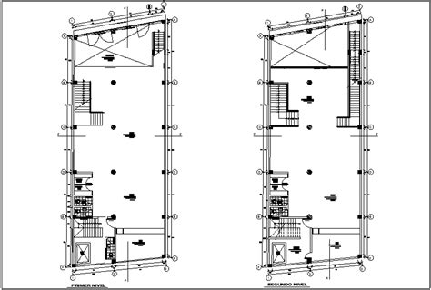 First And Second Floor Commercial Building Plan Dwg File Cadbull