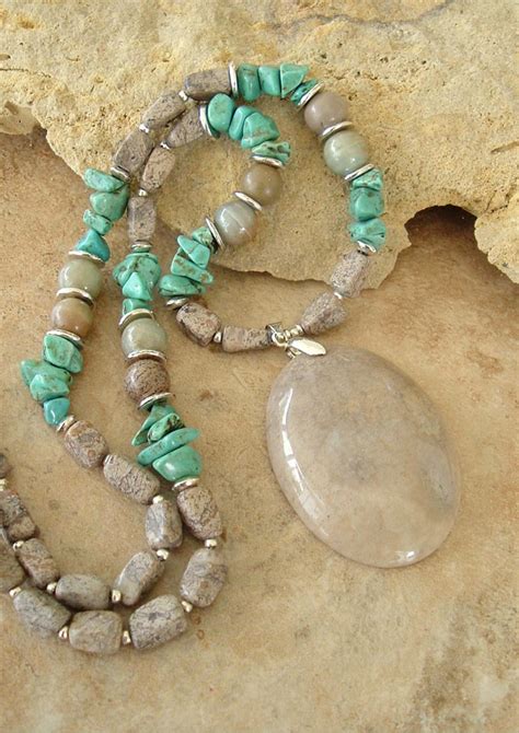 Boho Necklace Natural Stone Organic Neutral Jewelry Etsy
