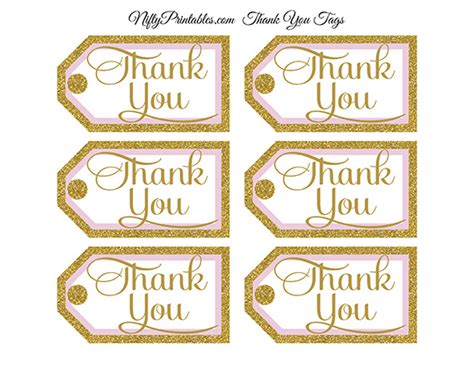 Thank you floral gift tags by blooming homestead baby shower tag template fresh wedding favor thank you tags free printable thank you tags beautiful this printable is offered for free to use for your personal use only. Pink Gold Thank You Tags -Rect - Nifty Printables