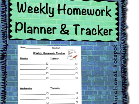 Weekly Homework Tracker And Planner Template Teaching