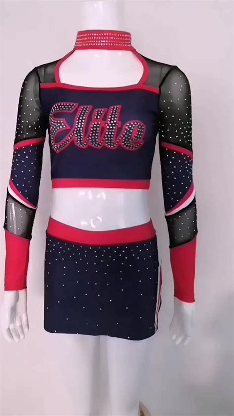 Sexy Straps Cheerleading Uniforms Rhinestonestop Sparkle Long Sleeve