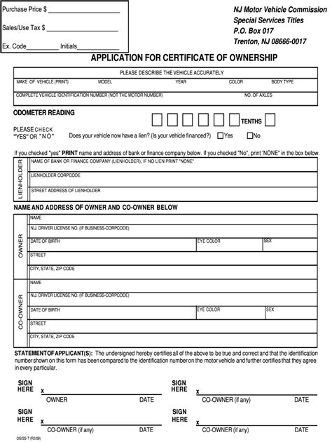 Application For Certificate Of Ownership Nj Fill Out And Sign Online