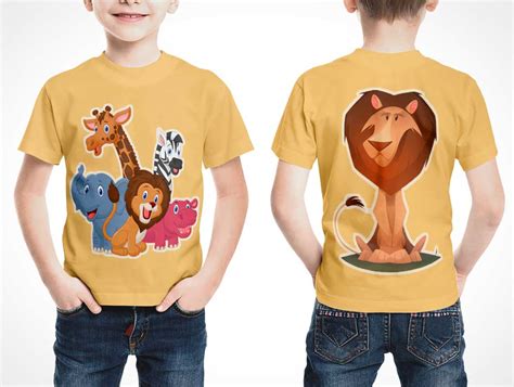 Young Adults T Shirt Front And Back Child Sizes Psd Mockup Psd Mockups