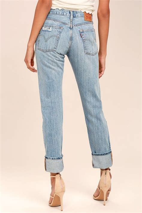 Levis 501 Light Wash Distressed Jeans Distressed Jeans Mid Rise