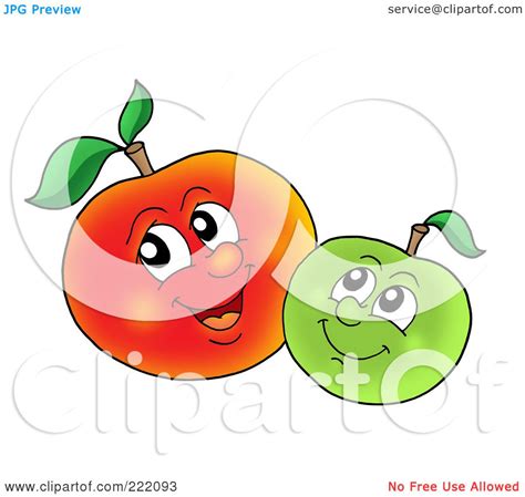Royalty Free Rf Clipart Illustration Of Two Happy Apples