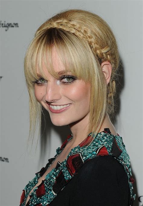 Lydia Hearst Cute Polished Braided Updo With Bangs Hairstyles Weekly