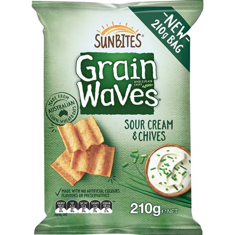 Sunbites Grain Waves Sour Cream And Chives 210g Woolworths