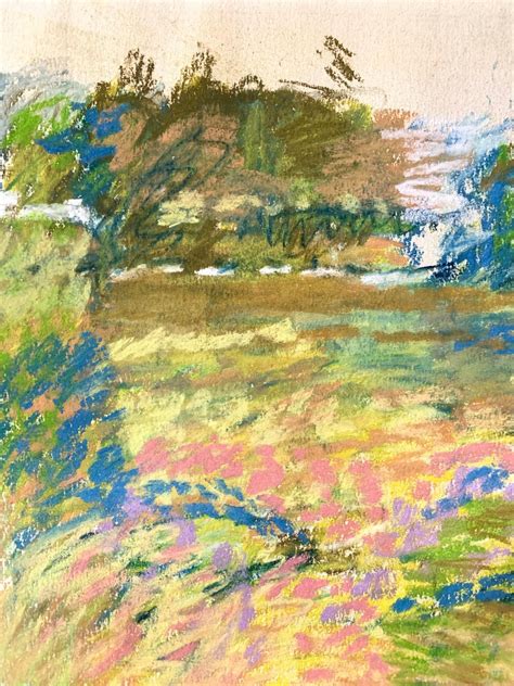 Edith Isaac Rose 1960s Oil Pastel Impressionist Landscape Art