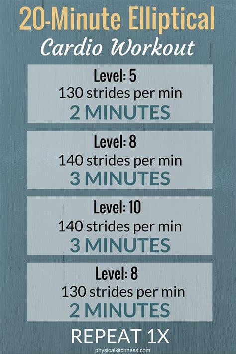 20 Minute Cardio Elliptical Workout Physical Kitchness