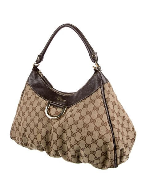 Gucci Large Gg Canvas D Ring Abbey Hobo Brown Hobos Handbags