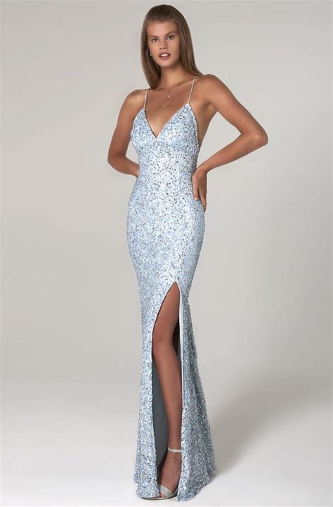 Scala 60116 Sequined Long Column Dress Sparkly Prom Dresses Long