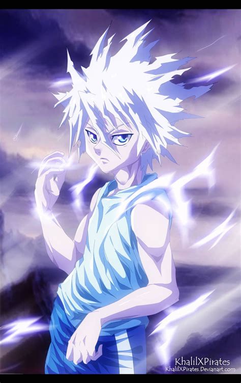 An Anime Character With White Hair And Blue Eyes Standing In Front Of