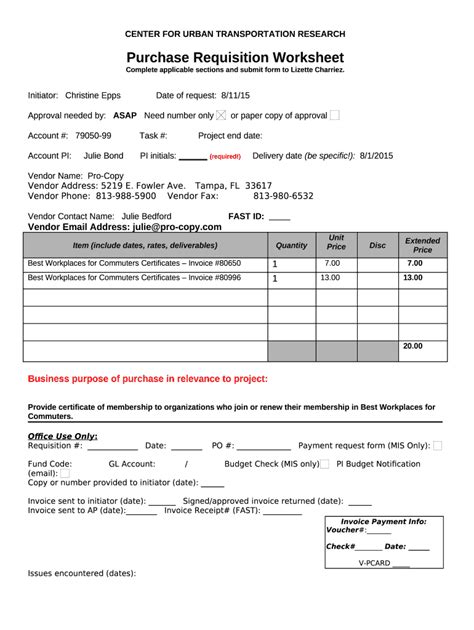 Purchase Requisition Worksheet Doc Template PdfFiller