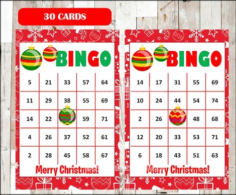 30 Free Printable Christmas Bingo Cards