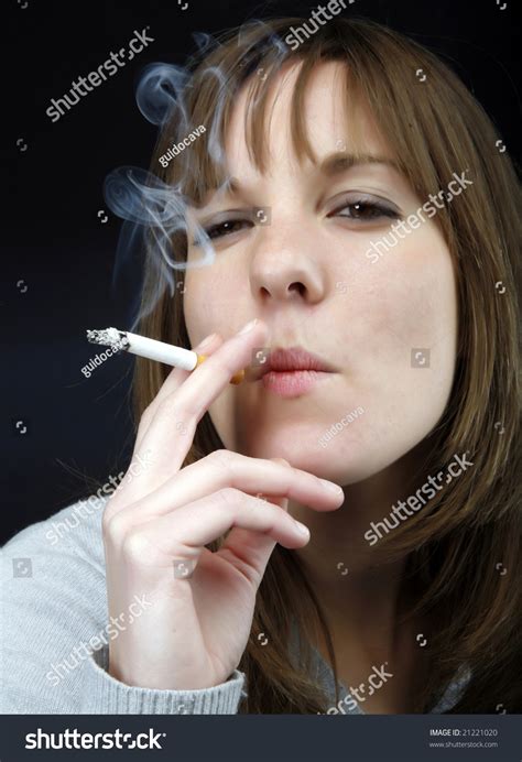 Young Beautiful Girl Smoking Cigarette Stock Photo 21221020 Shutterstock