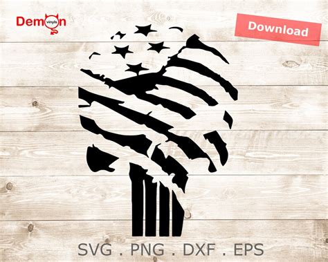 Punisher Skull Usa Flag Stars Stripes Grunge Svg Eps Png Dxf Etsy